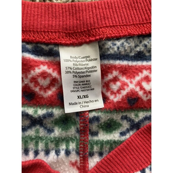 Fleece Men's One Piece W/Pockets Multicolor Christmas Pajamas  Size XL - EUC - Picture 3 of 3